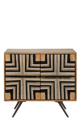 J-LINE KAST GEVLOCHTEN DRAADDESIGN HOUT NATUREL/ZWART