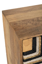 J-LINE KAST GEVLOCHTEN DRAADDESIGN HOUT NATUREL/ZWART