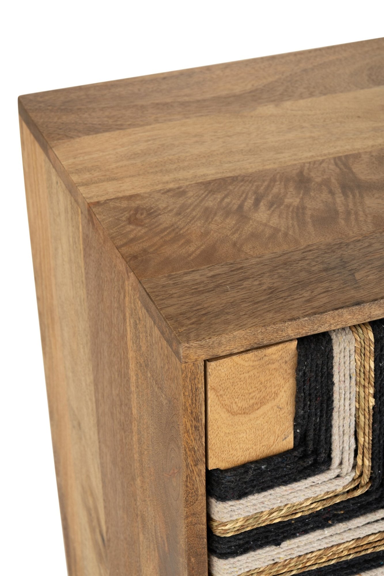 J-LINE KAST GEVLOCHTEN DRAADDESIGN HOUT NATUREL/ZWART