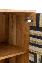 J-LINE KAST GEVLOCHTEN DRAADDESIGN HOUT NATUREL/ZWART