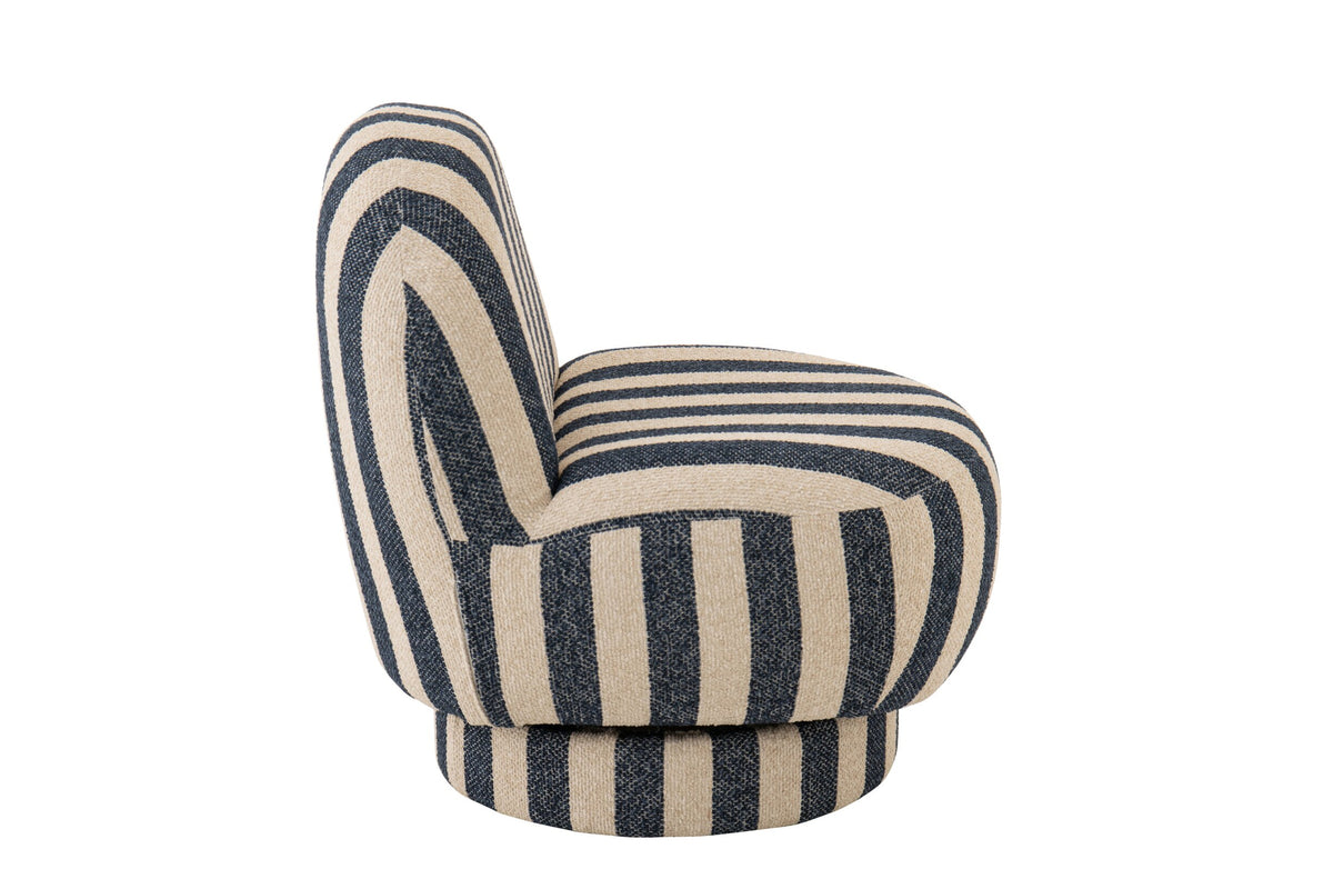 J-LINE LOUNGESTOEL GESTREEPT STOF BLAUW/WIT 76 CM