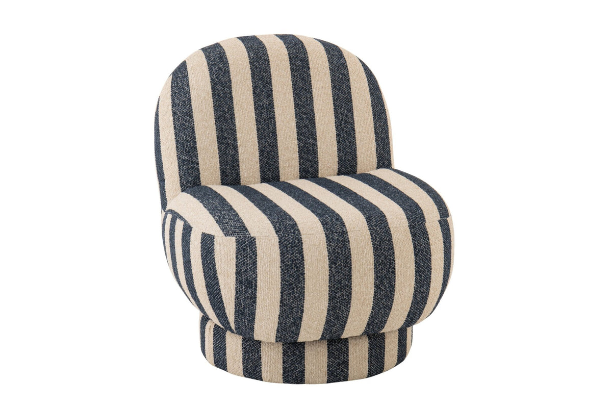 J-LINE LOUNGESTOEL GESTREEPT STOF BLAUW/WIT 76 CM