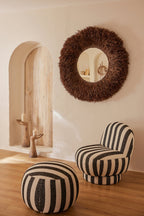 J-LINE LOUNGESTOEL GESTREEPT STOF ZWART/WIT 76 CM
