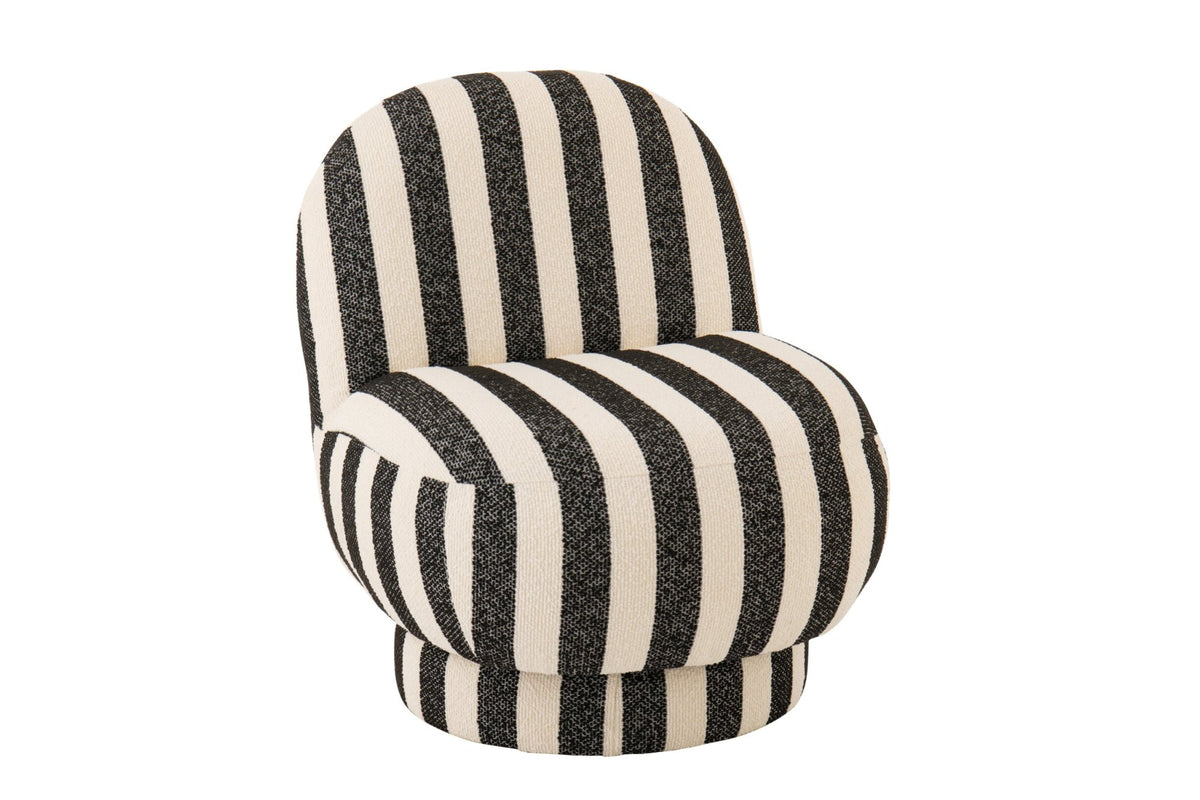 J-LINE LOUNGESTOEL GESTREEPT STOF ZWART/WIT 76 CM