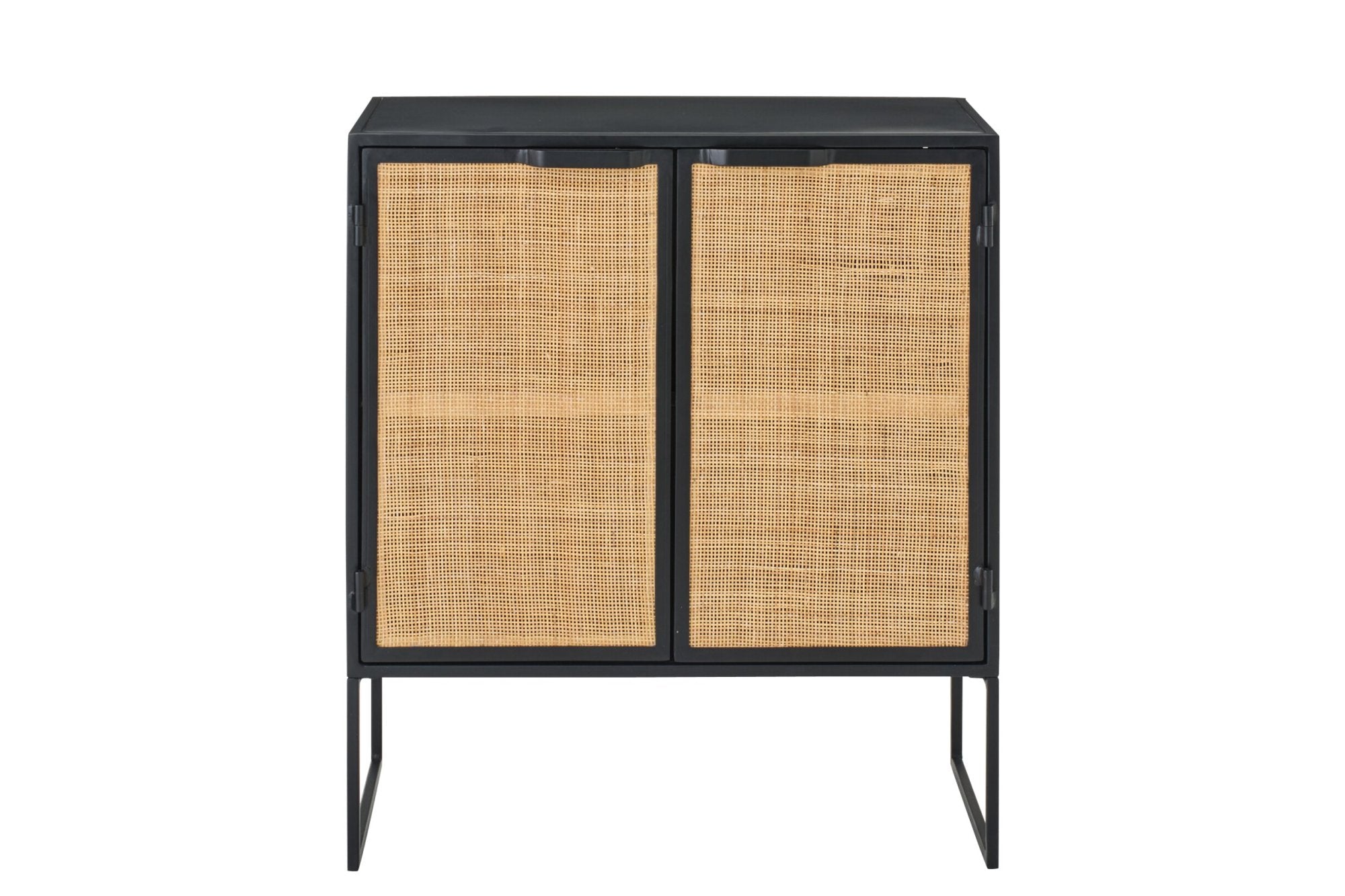 J-LINE KAST MET VLECHTWERK PANELEN IJZER ZWART/NATUREL