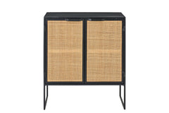 J-LINE KAST MET VLECHTWERK PANELEN IJZER ZWART/NATUREL