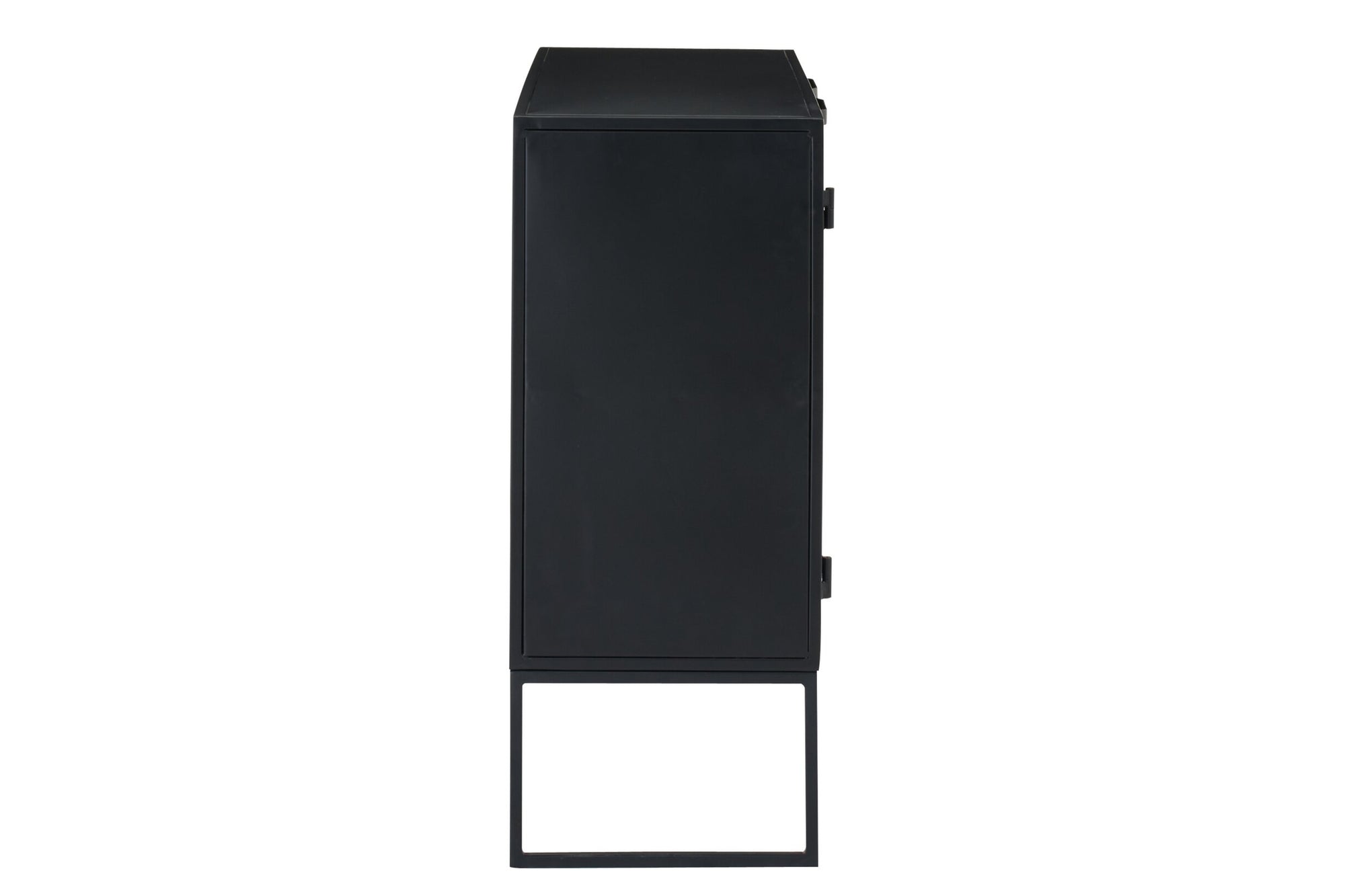 J-LINE KAST MET VLECHTWERK PANELEN IJZER ZWART/NATUREL
