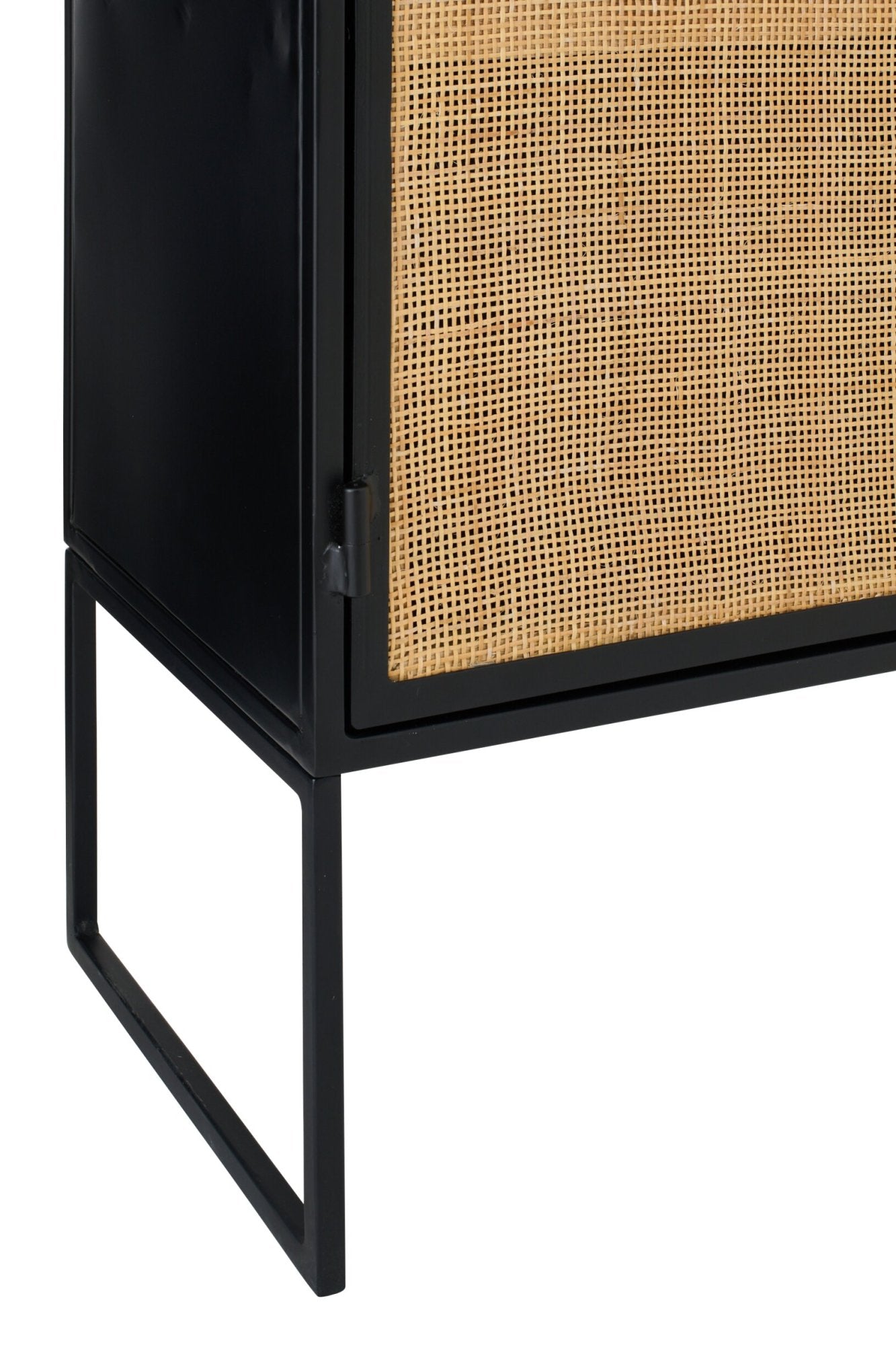 J-LINE KAST MET VLECHTWERK PANELEN IJZER ZWART/NATUREL