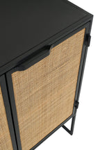 J-LINE KAST MET VLECHTWERK PANELEN IJZER ZWART/NATUREL