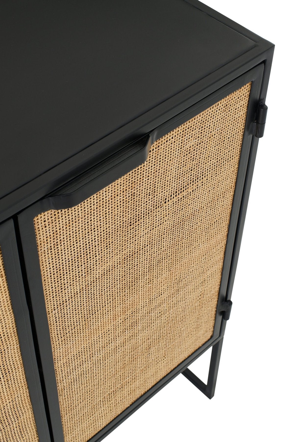 J-LINE KAST MET VLECHTWERK PANELEN IJZER ZWART/NATUREL