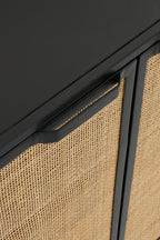 J-LINE KAST MET VLECHTWERK PANELEN IJZER ZWART/NATUREL
