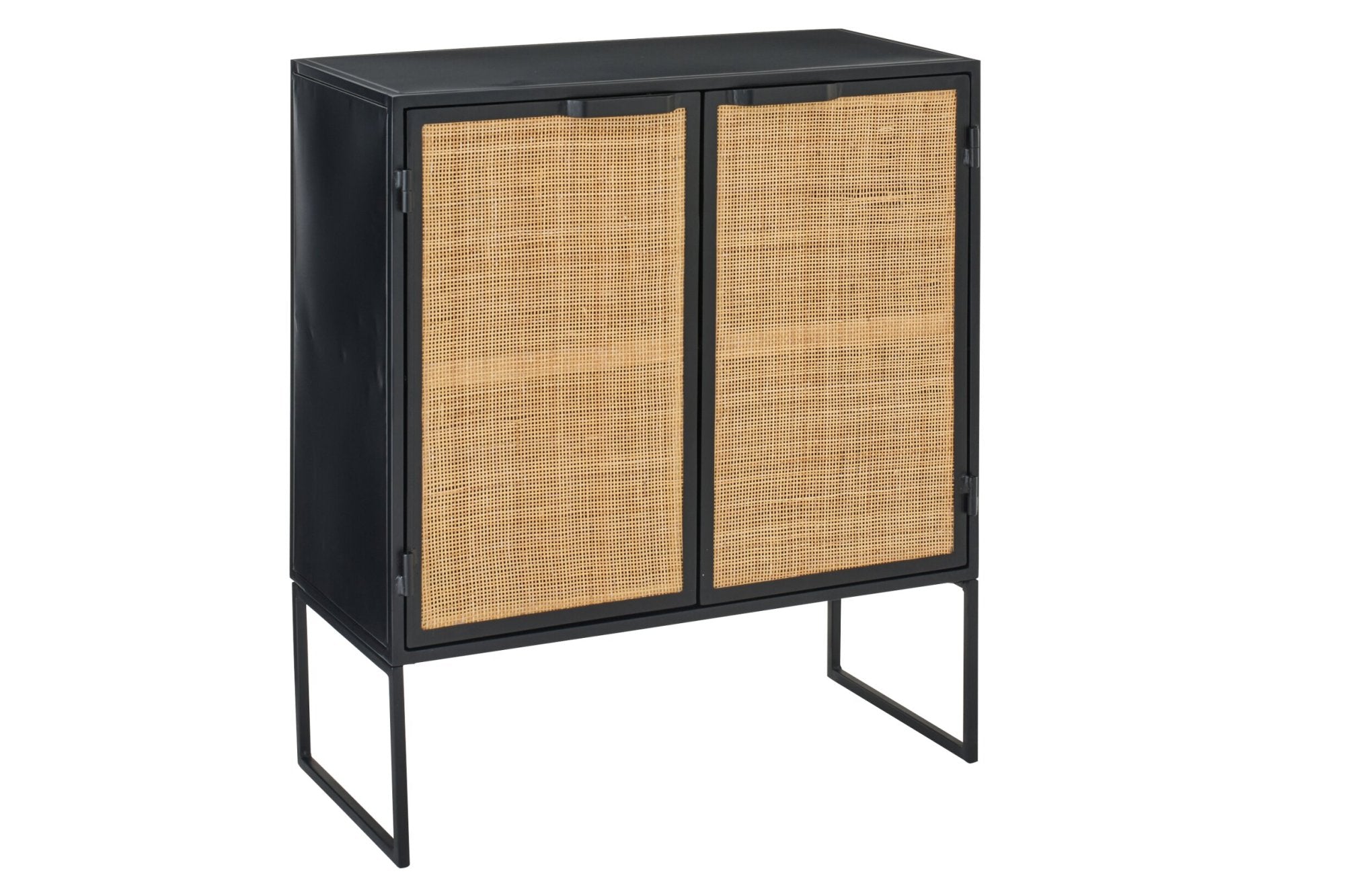 J-LINE KAST MET VLECHTWERK PANELEN IJZER ZWART/NATUREL
