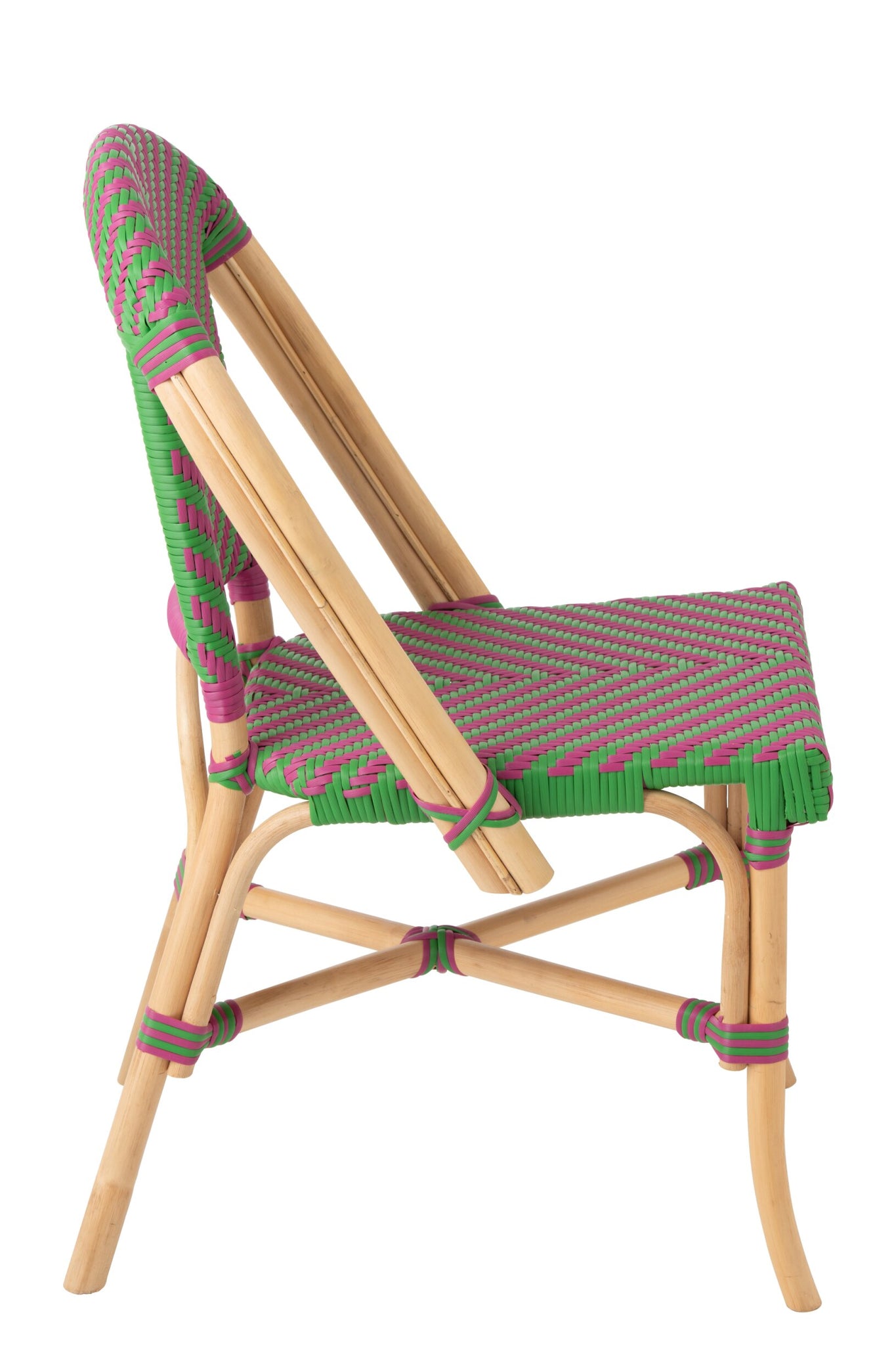 J-LINE EETKAMERSTOEL GEO ROTAN ROZE/GROEN