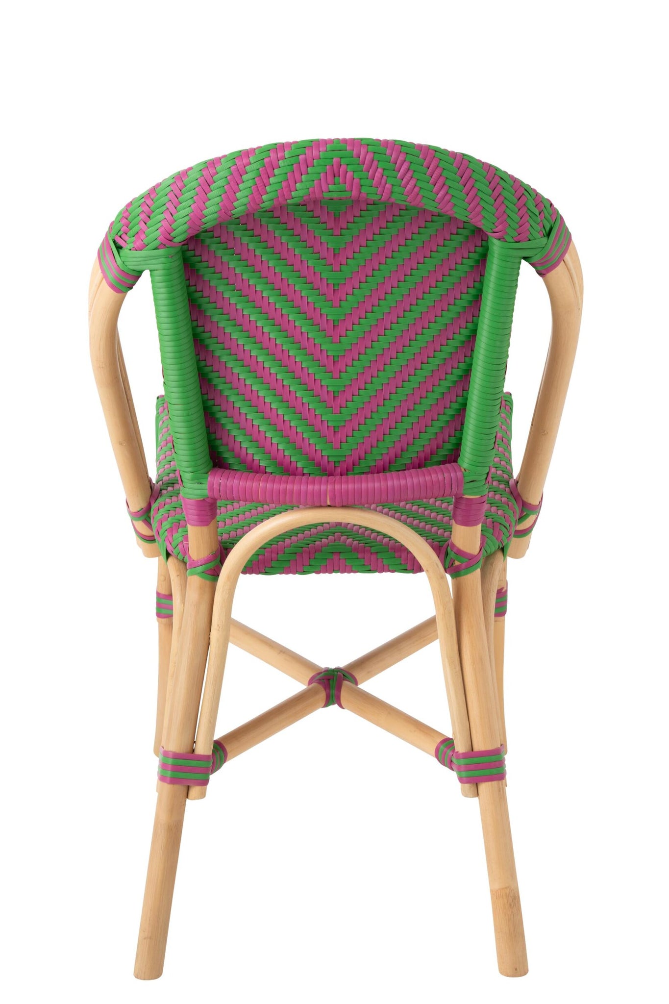 J-LINE EETKAMERSTOEL GEO ROTAN ROZE/GROEN