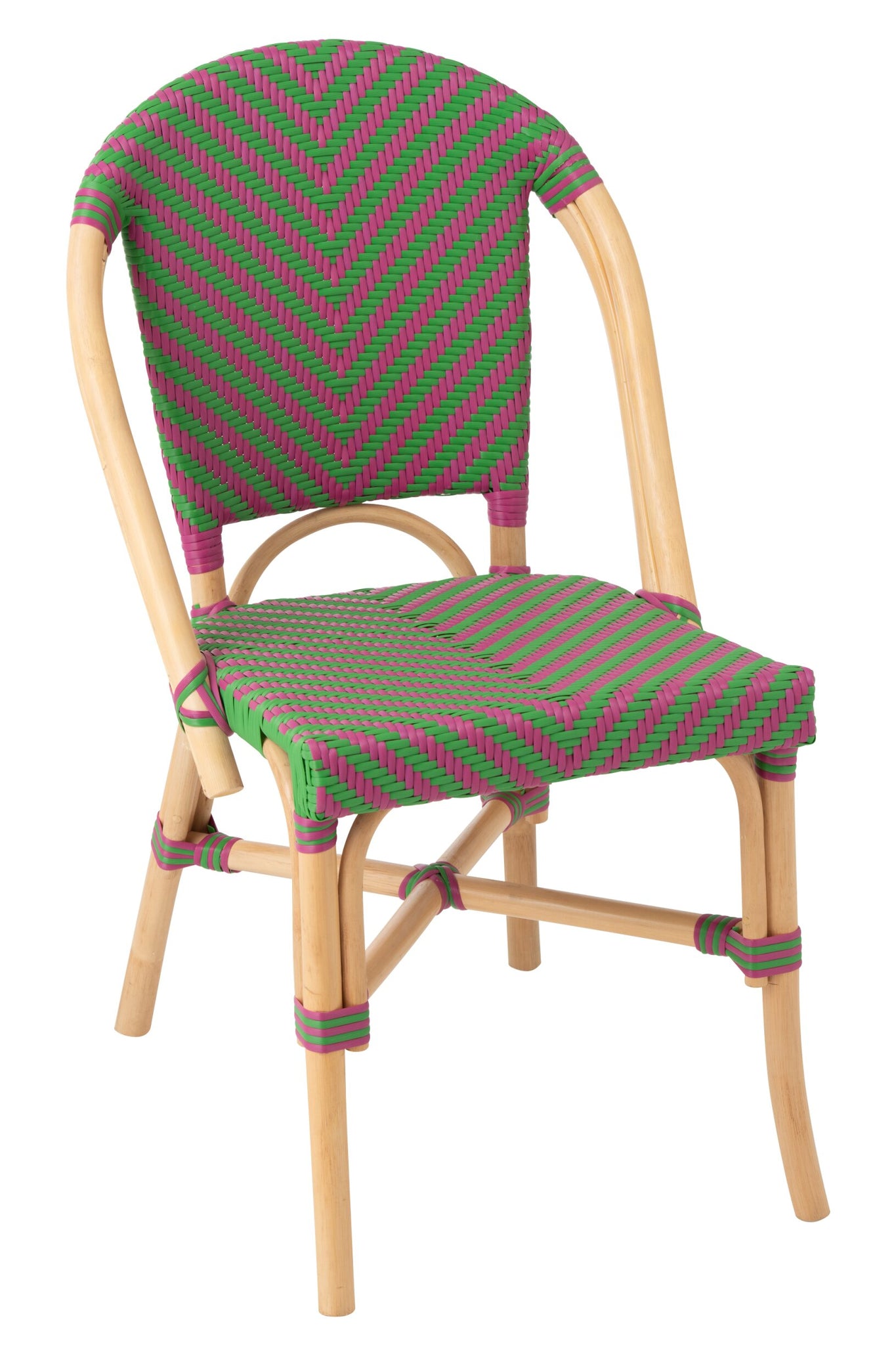 J-LINE EETKAMERSTOEL GEO ROTAN ROZE/GROEN