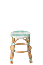 Stool Striped Rattan Light Blue/White - Tuincentrum Lopik