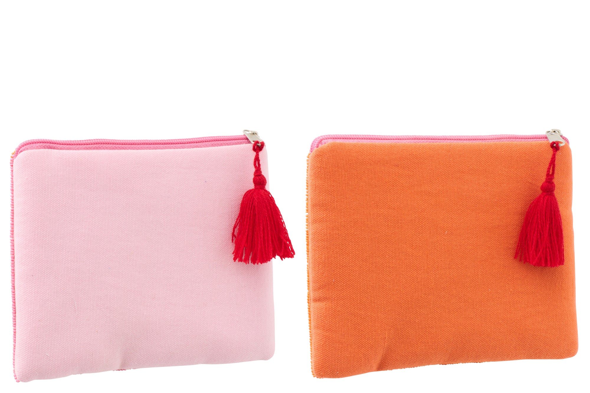 J-LINE ETUI BISOUS GESTREEPT KATOEN ROZE/ORANJE ASSORTIMENT VAN 2