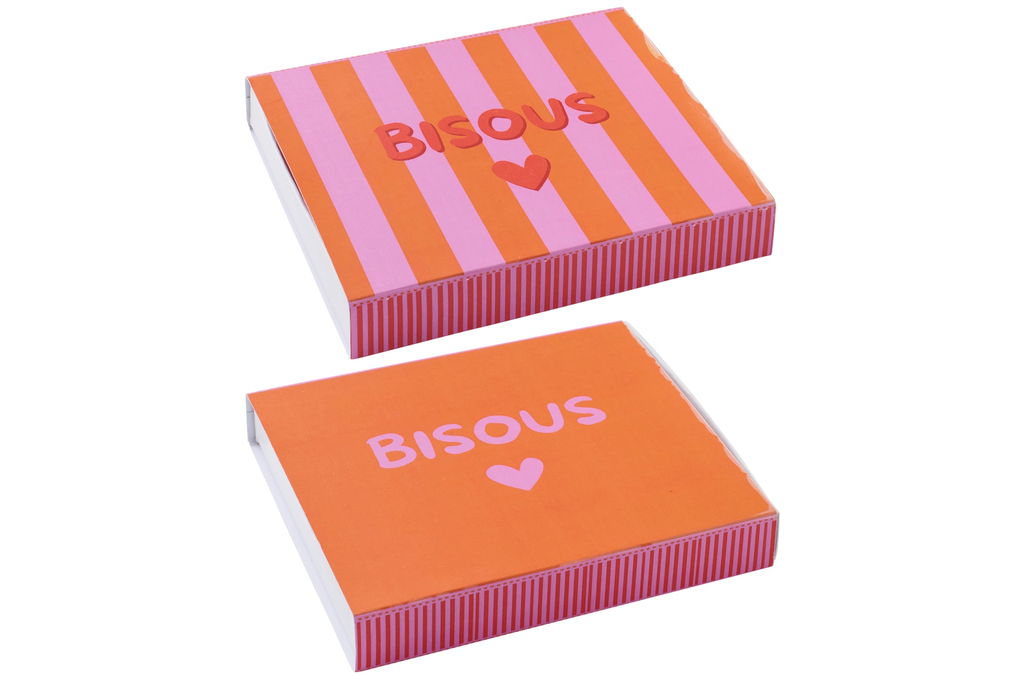 J-LINE ETUI BISOUS GESTREEPT KATOEN ROZE/ORANJE ASSORTIMENT VAN 2