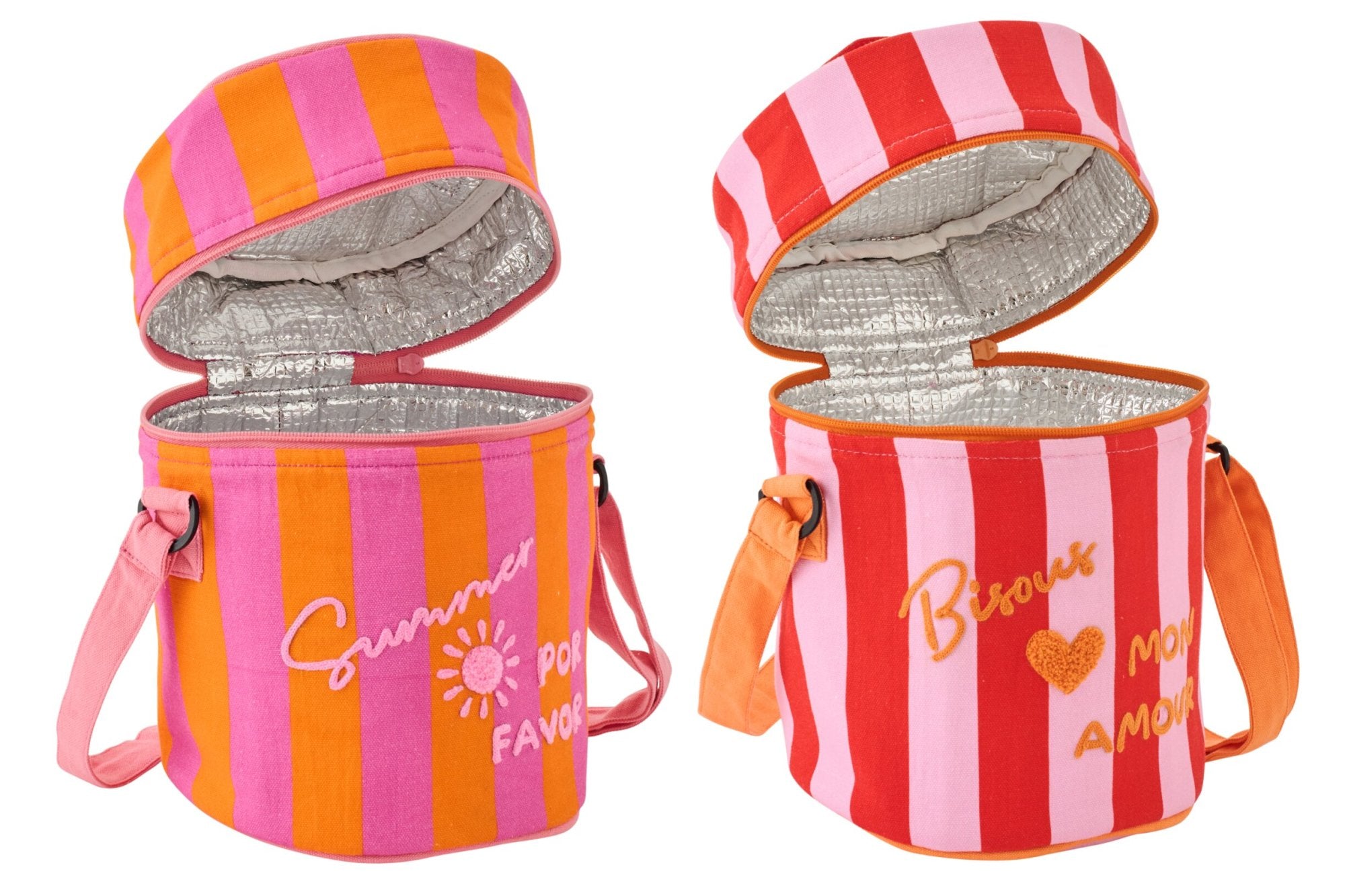 J-LINE LUNCHTAS SUMMER/BISOUS GESTREEPT KATOEN MULTI ASSORTI KLEIN
