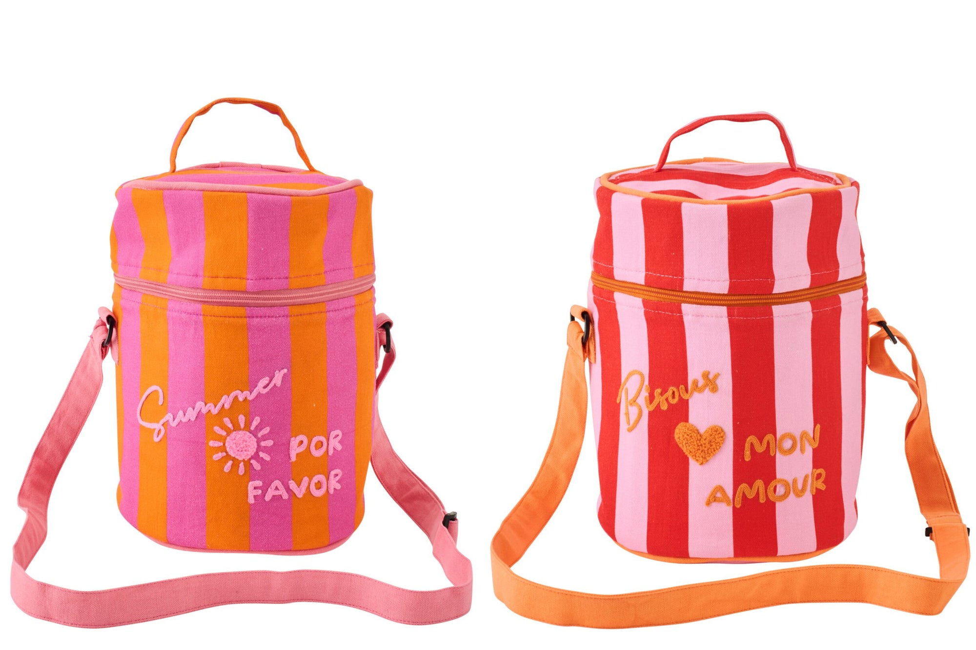 J-LINE LUNCHTAS SUMMER/BISOUS GESTREEPT KATOEN MULTI ASSORTI KLEIN