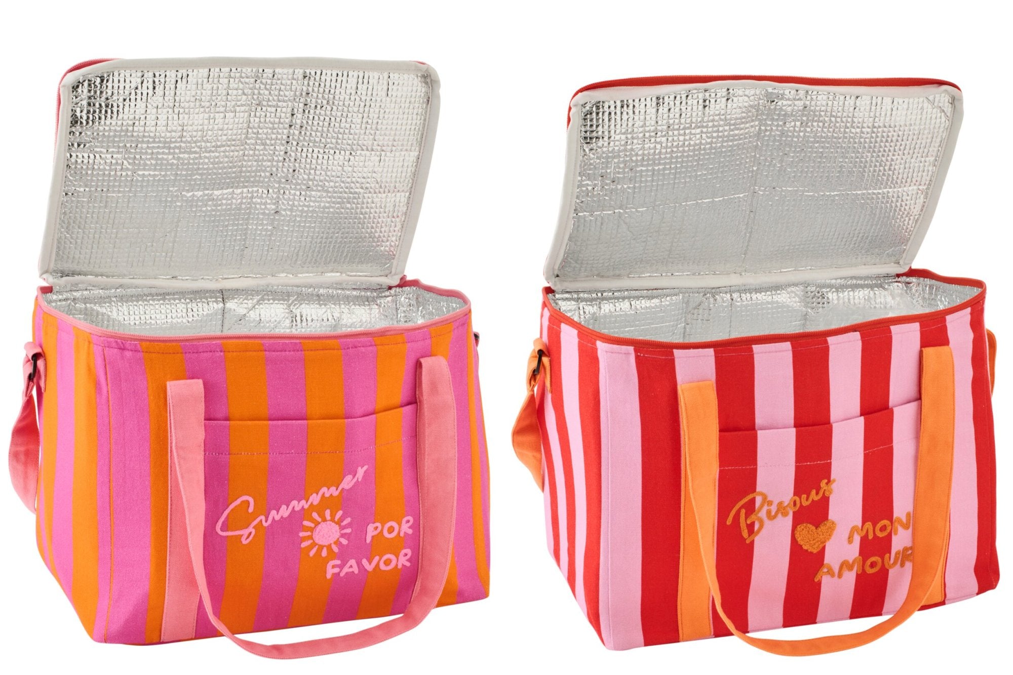 J-LINE LUNCHTAS SUMMER/BISOUS GESTREEPT KATOEN MULTI ASSORTI
