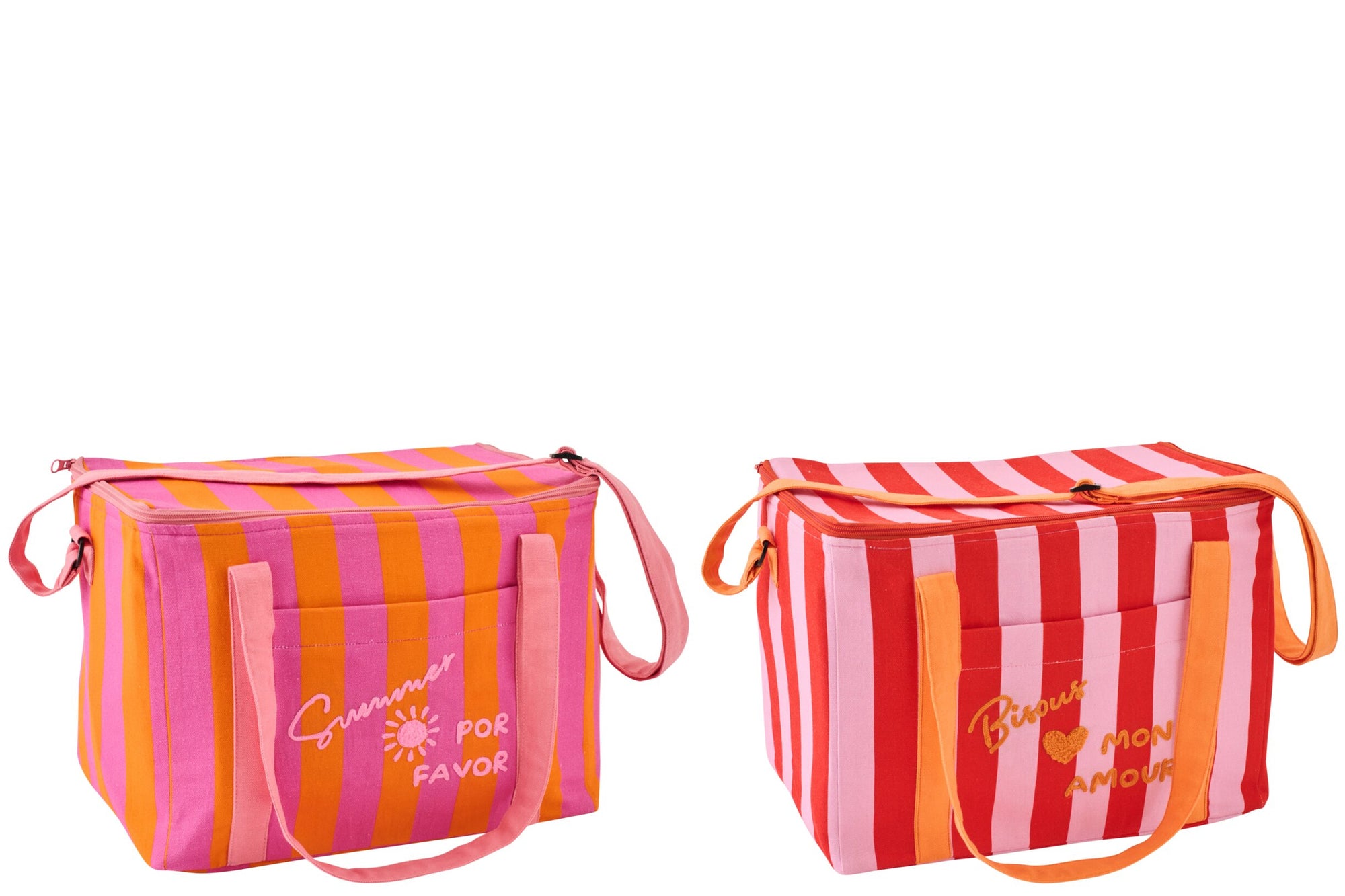 J-LINE LUNCHTAS SUMMER/BISOUS GESTREEPT KATOEN MULTI ASSORTI