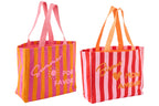J-LINE STRANDTAS SUMMER/BISOUS GESTREEPT KATOEN MULTICOLOR – ASSORTIMENT VAN 2