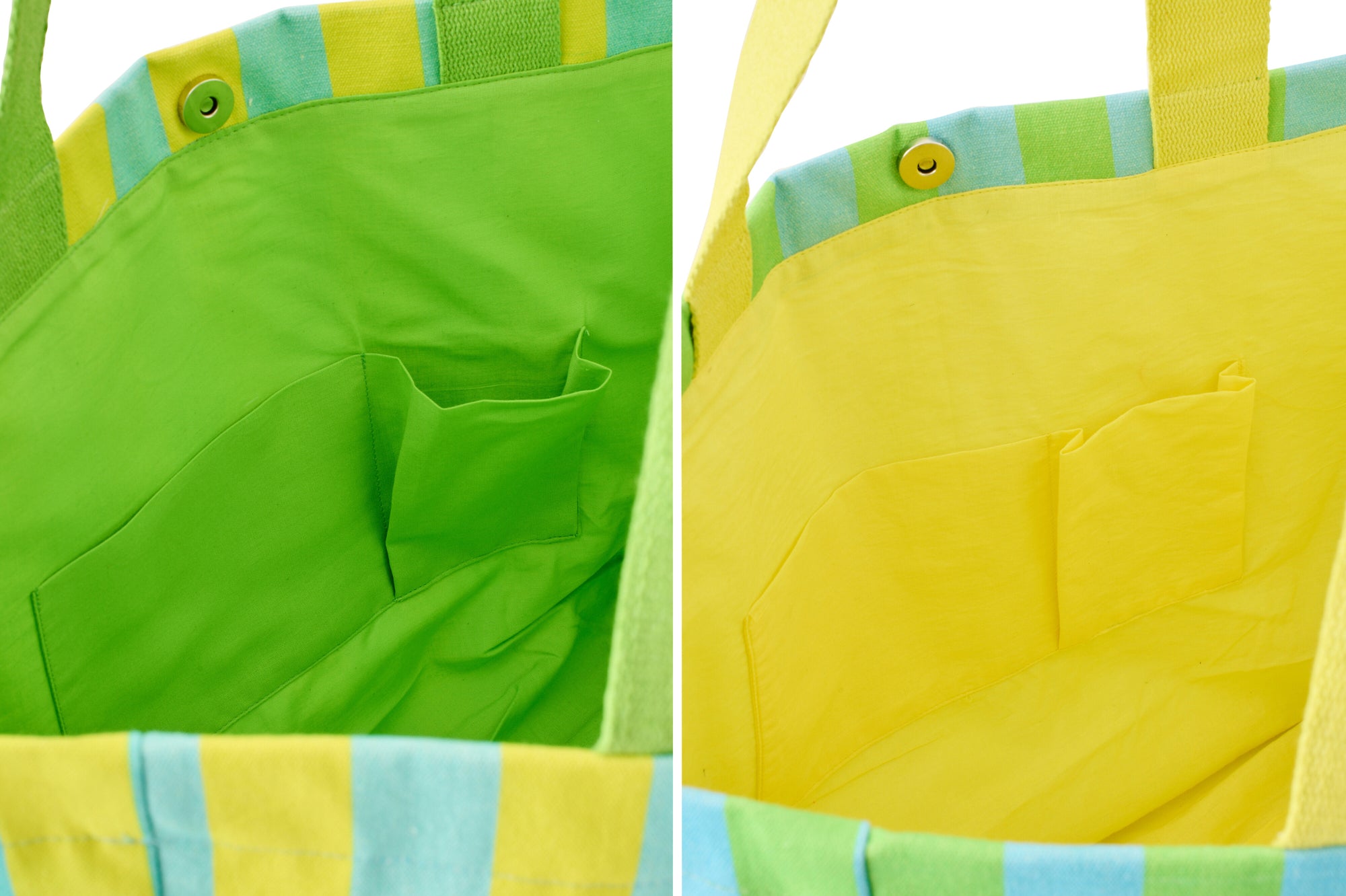 J-LINE STRANDTAS SUNSHINE/SMILE GESTREEPT KATOEN MULTICOLOR ASSORTIMENT VAN 2