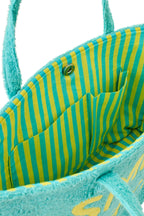 J-LINE SET VAN 2 STRANDTASSEN SMILE KATOENMIX BLAUW/GEEL