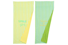 J-LINE STRANDLAKEN SUNSHINE/SMILE GESTREEPT KATOEN MULTI ASSORTIMENT VAN 2 L80XB180CM - Tuincentrum Lopik