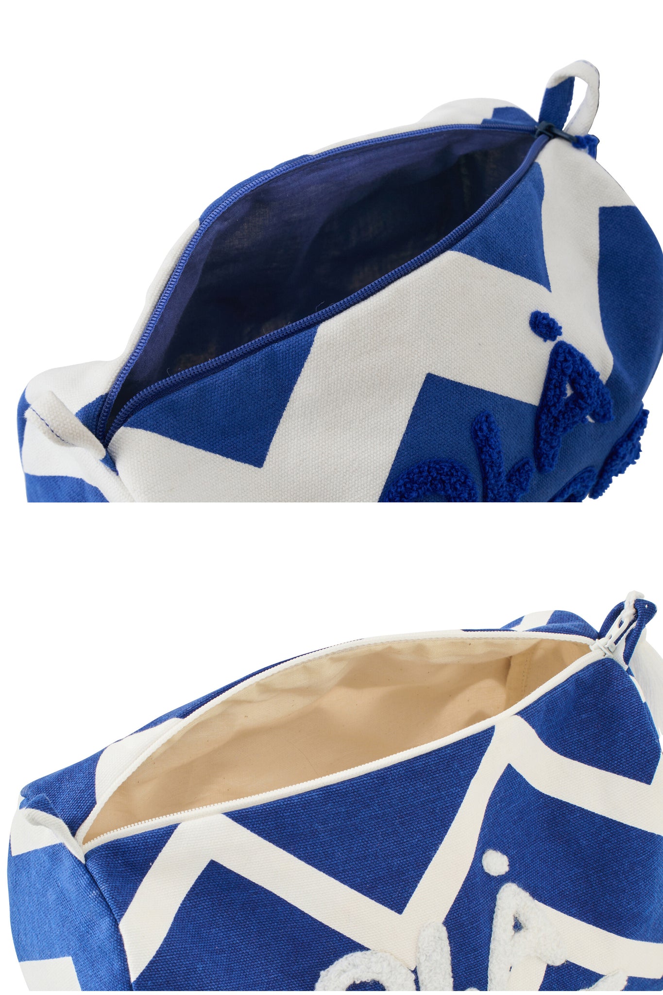 J-LINE TOILETTAS OLA AMOR KATOEN WIT/DONKERBLAUW ASSORTIMENT VAN 2