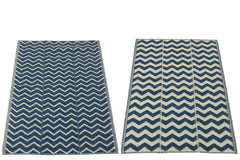 J-LINE STRANDMAT OLA AMOR POLYPROPYLEEN WIT/DONKERBLAUW ASSORTIMENT VAN 2 L90XB180CM - Tuincentrum Lopik