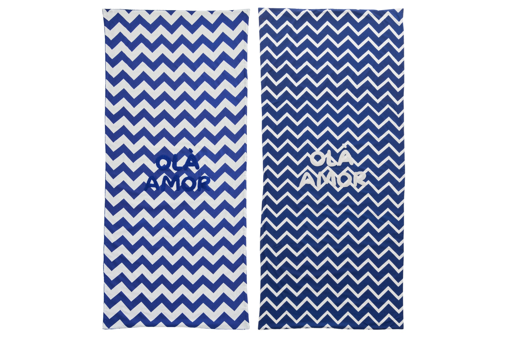 J-LINE STRANDLAKEN OLA AMOR KATOEN WIT/DONKERBLAUW ASSORTIMENT VAN 2 L80XB180CM - Tuincentrum Lopik