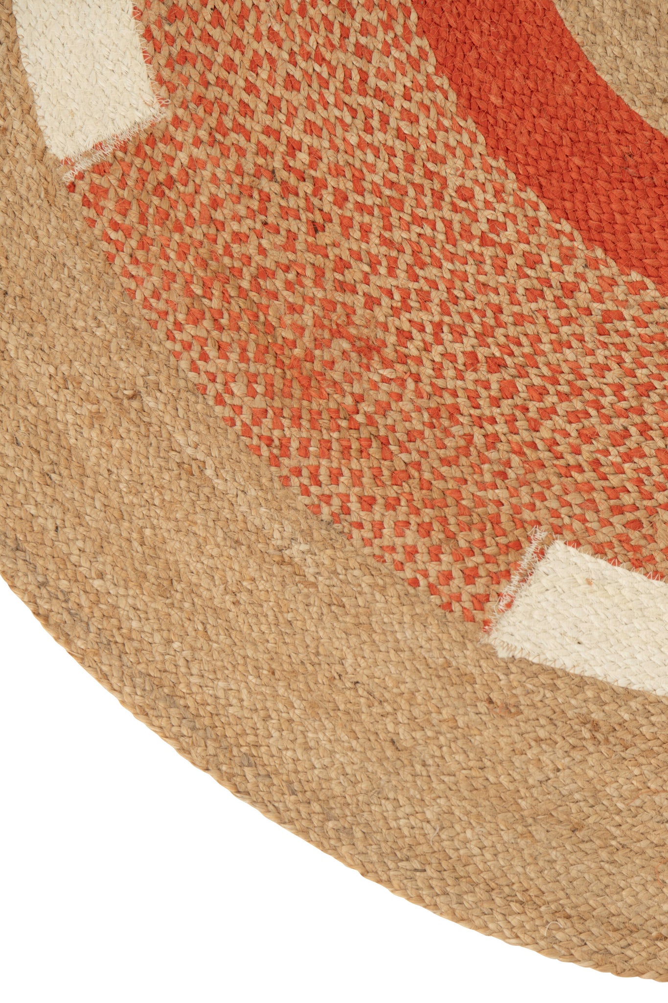Rug Round Geometric Jute Natural/Dark Orange Medium - Tuincentrum Lopik