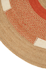 Rug Round Geometric Jute Natural/Dark Orange Medium - Tuincentrum Lopik