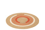 Rug Round Geometric Jute Natural/Dark Orange Medium - Tuincentrum Lopik