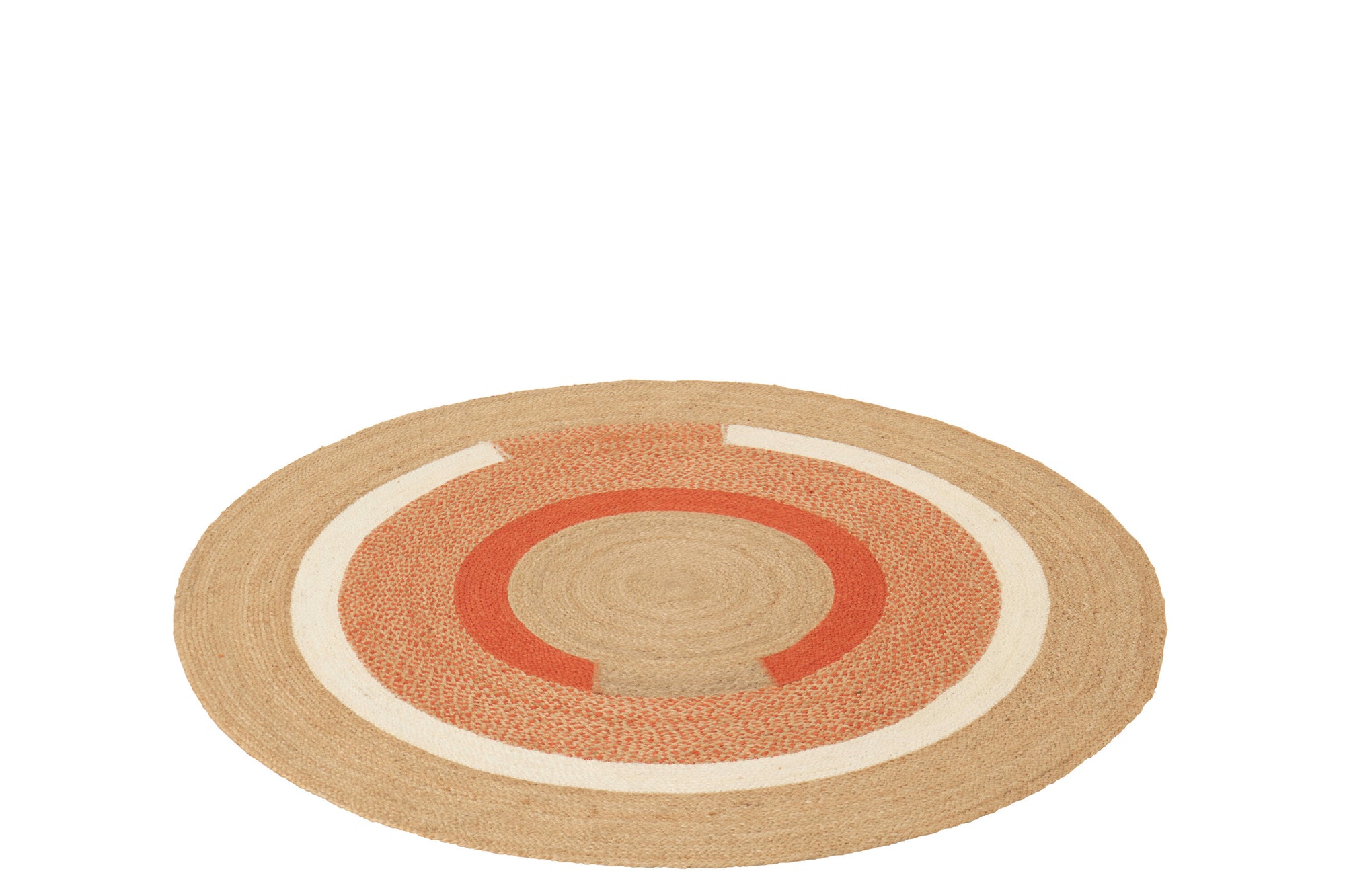 Rug Round Geometric Jute Natural/Dark Orange Medium - Tuincentrum Lopik