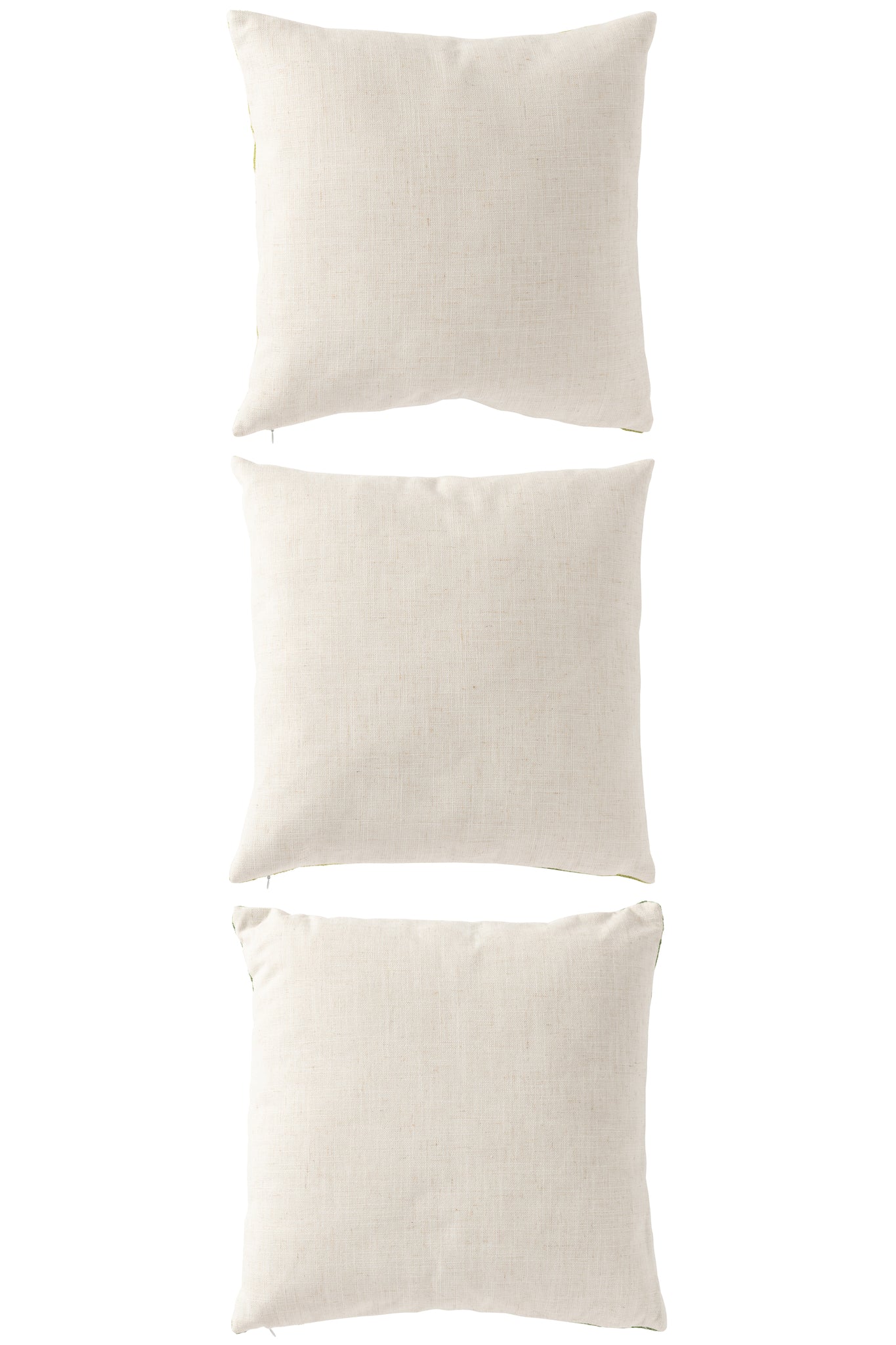 J-LINE KUSSEN VIERKANT POLYESTER GROEN/GEBROKEN WIT SET VAN 3 - Tuincentrum Lopik