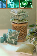 J-LINE KUSSEN VIERKANT POLYESTER GROEN/GEBROKEN WIT SET VAN 3 - Tuincentrum Lopik