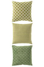 J-LINE KUSSEN VIERKANT POLYESTER GROEN/GEBROKEN WIT SET VAN 3 - Tuincentrum Lopik