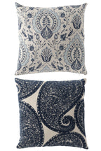 J-LINE KUSSEN BLOEMENPATROON VIERKANT POLYESTER BLAUW/GEBROKEN WIT SET VAN 2 - Tuincentrum Lopik