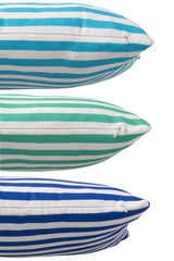 J-LINE KUSSEN OUTDOOR RECHTHOEK GESTREEPT POLYESTER BLAUW/GROEN SET VAN 3 - Tuincentrum Lopik