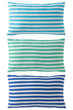 J-LINE KUSSEN OUTDOOR RECHTHOEK GESTREEPT POLYESTER BLAUW/GROEN SET VAN 3 - Tuincentrum Lopik