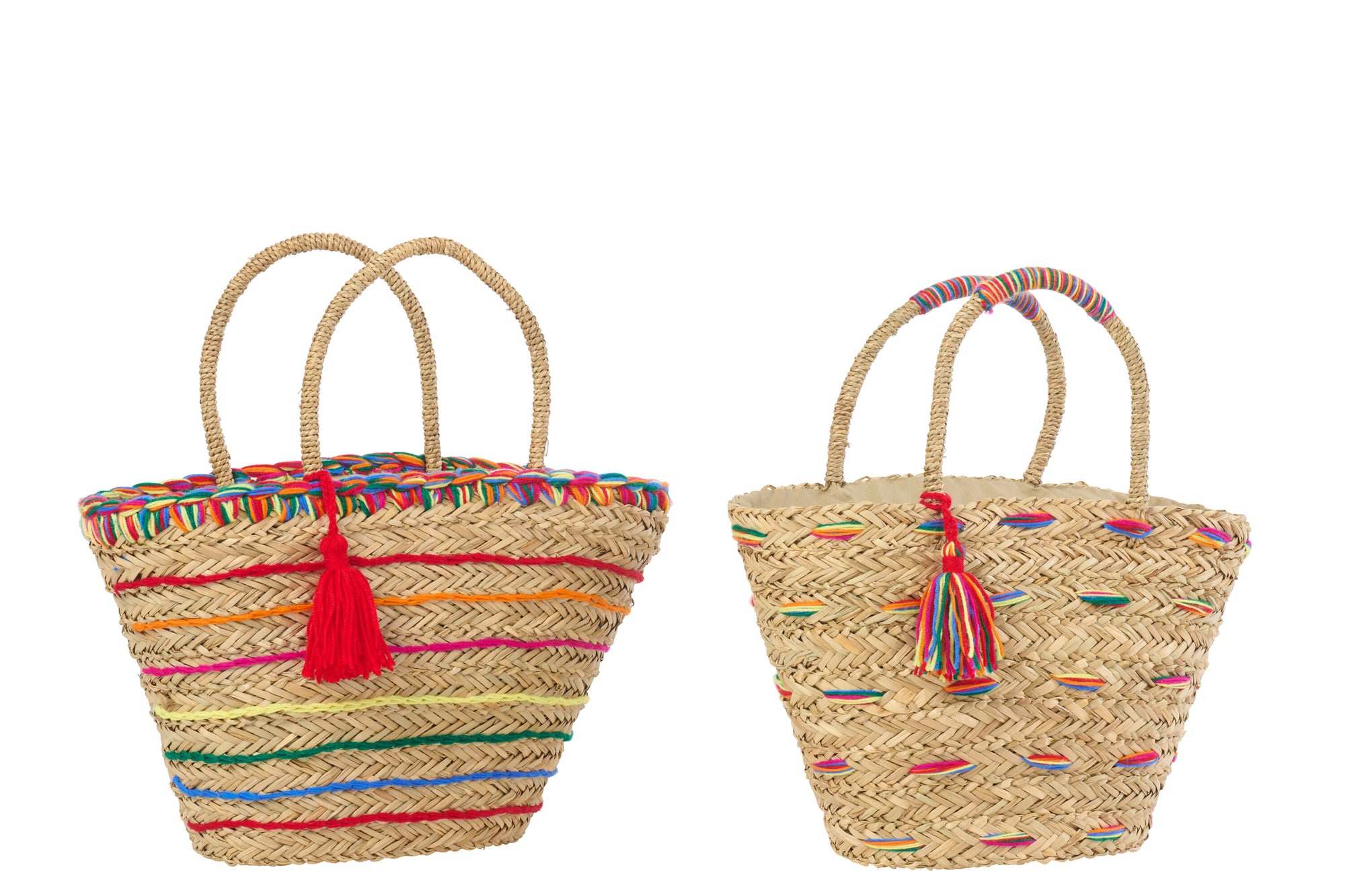 J-LINE TAS GESTREEPT ZEEGRAS MULTICOLOR ASSORTIMENT VAN 2