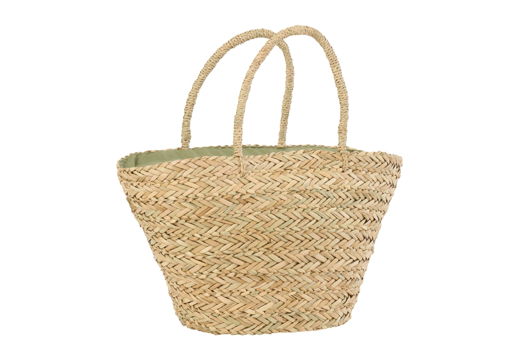 J-LINE TAS LEAF ZEEGRAS NATUREL/OLIJFGROEN