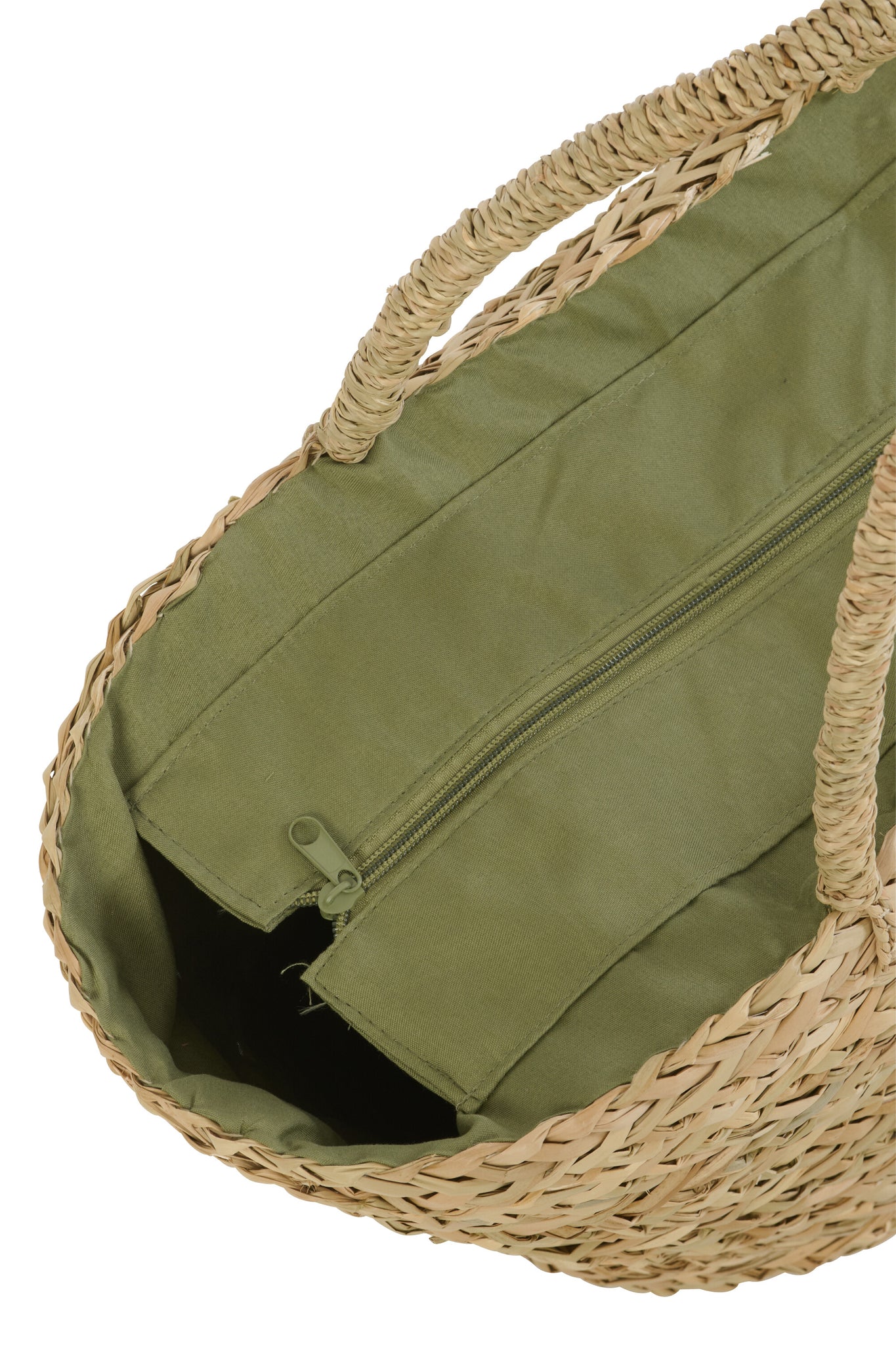 J-LINE TAS LEAF ZEEGRAS NATUREL/OLIJFGROEN