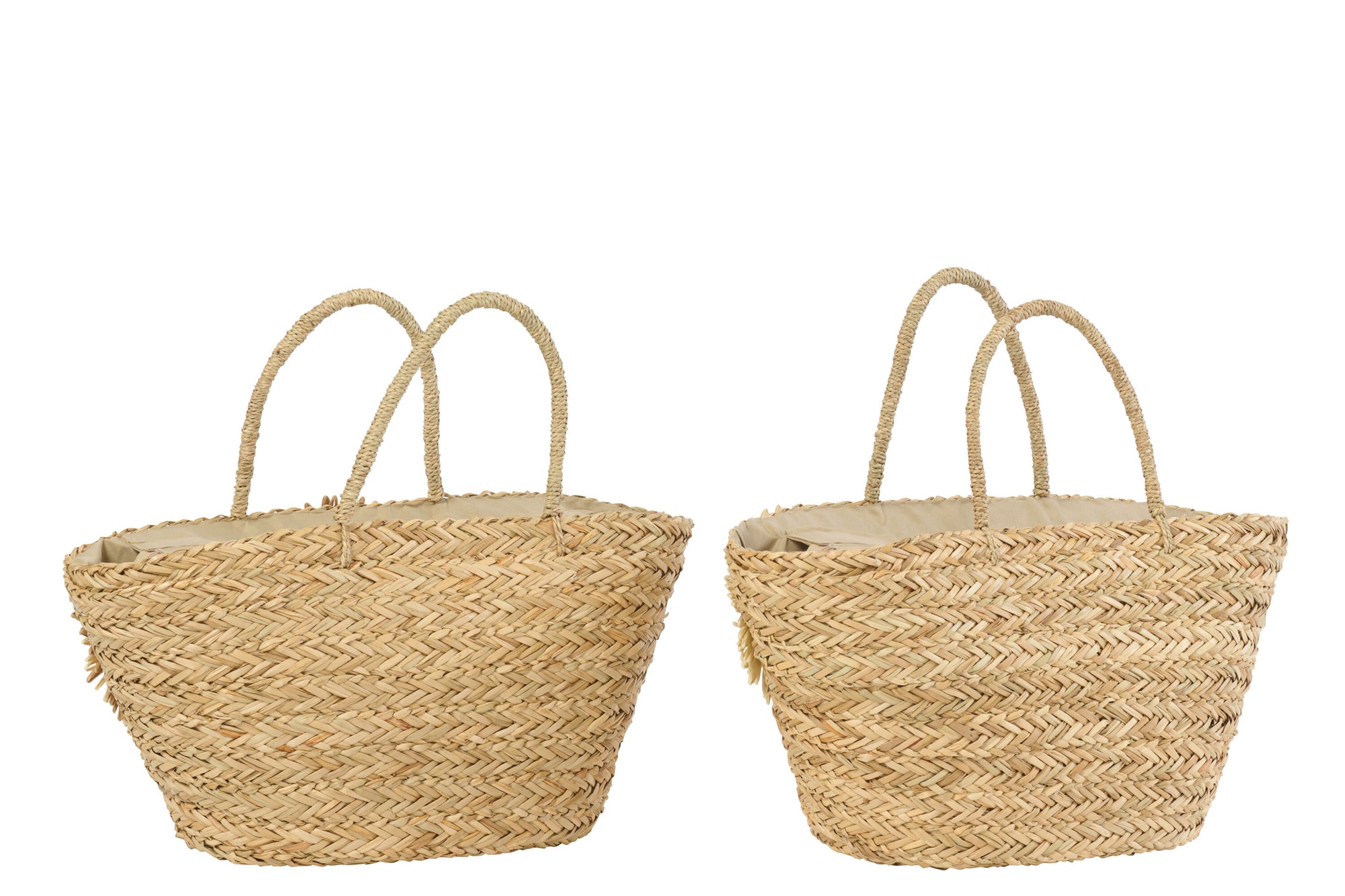 J-LINE TAS SUNFLOWER ZEEGRAS NATUREL/KAKIGROEN ASSORTIMENT VAN 2