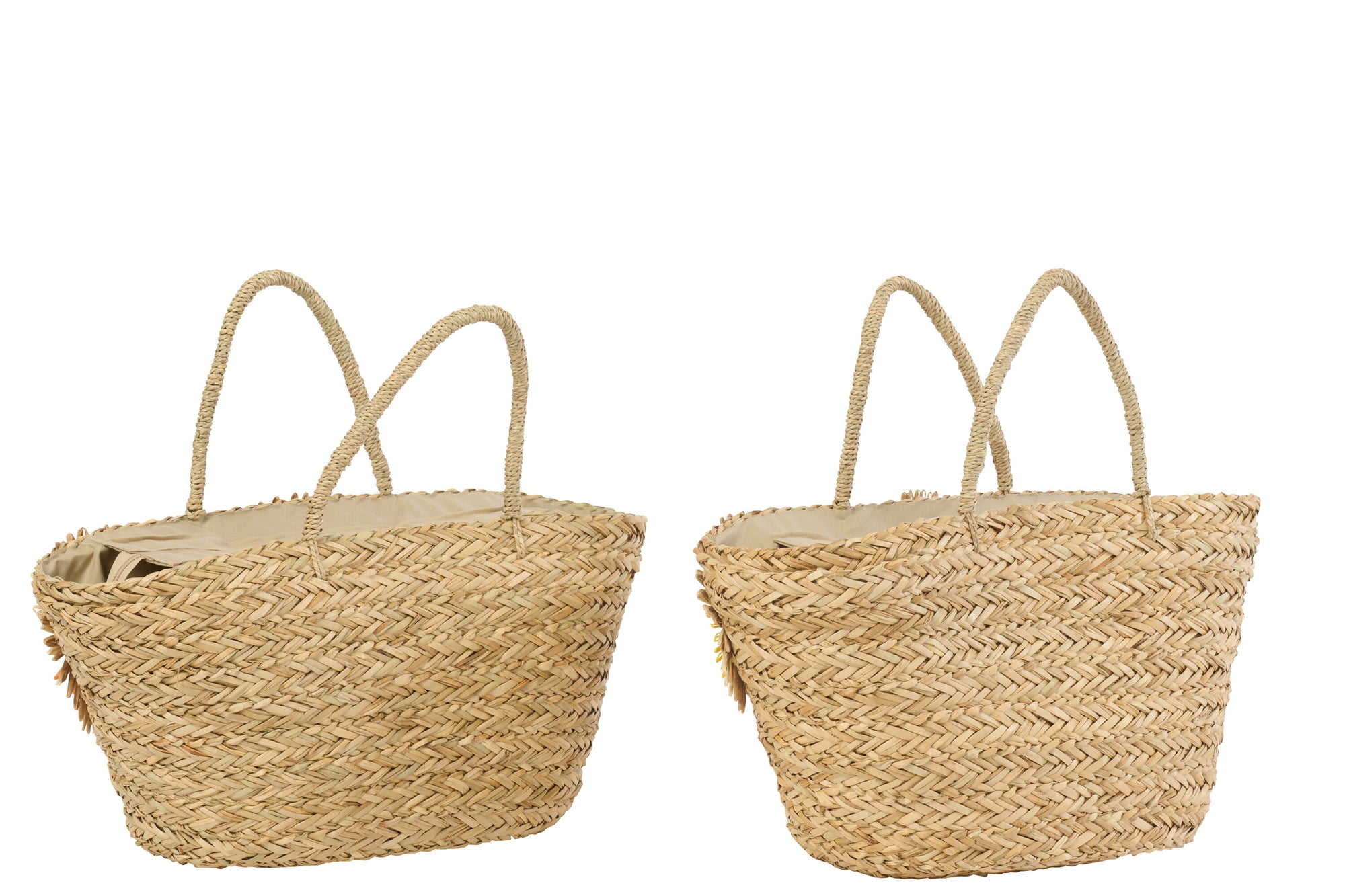 J-LINE TAS SUNFLOWER ZEEGRAS GEEL/ORANJE ASSORTIMENT VAN 2