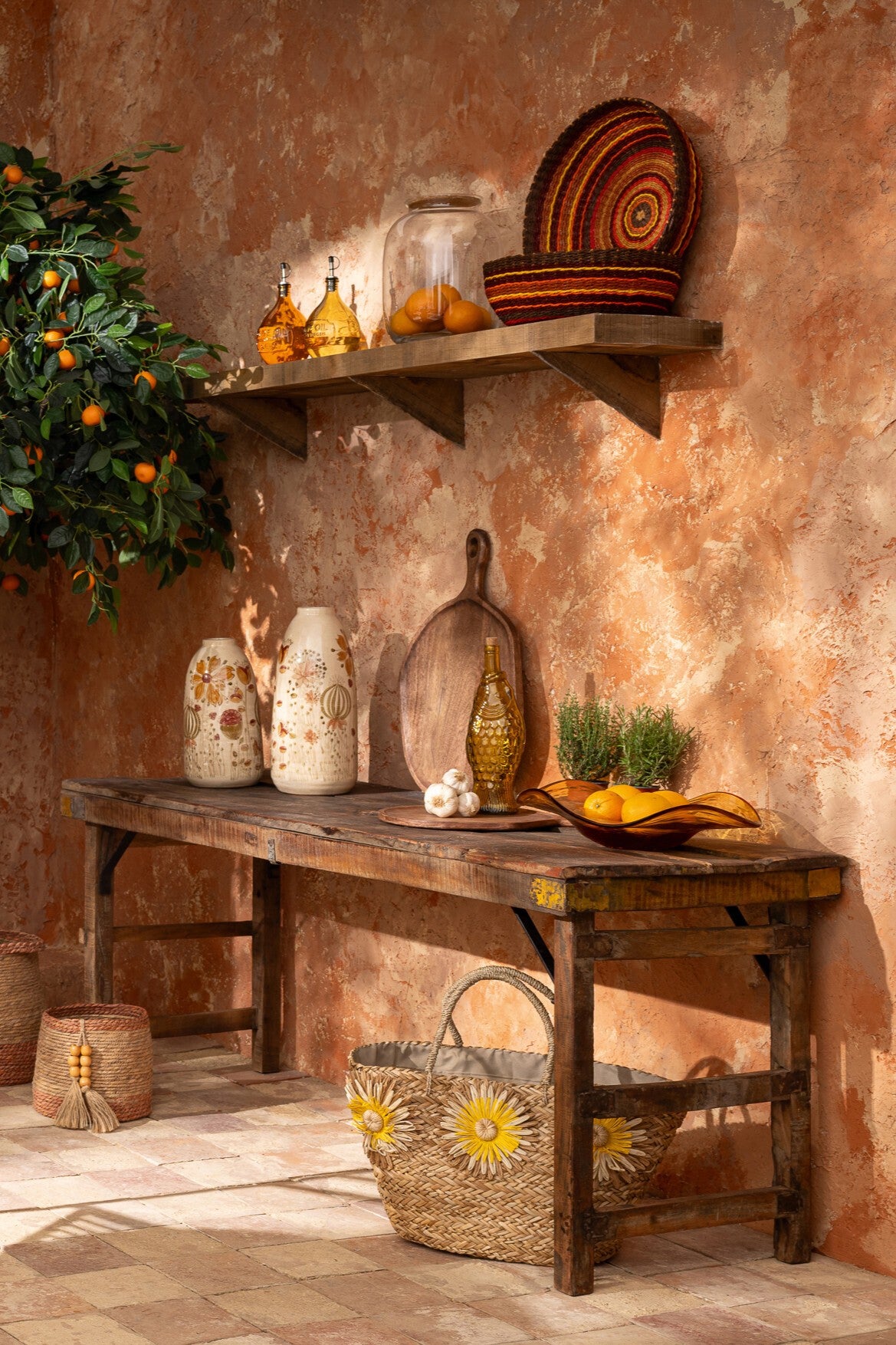 J-LINE TAS SUNFLOWER ZEEGRAS GEEL/ORANJE ASSORTIMENT VAN 2