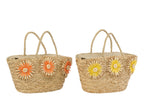 J-LINE TAS SUNFLOWER ZEEGRAS GEEL/ORANJE ASSORTIMENT VAN 2